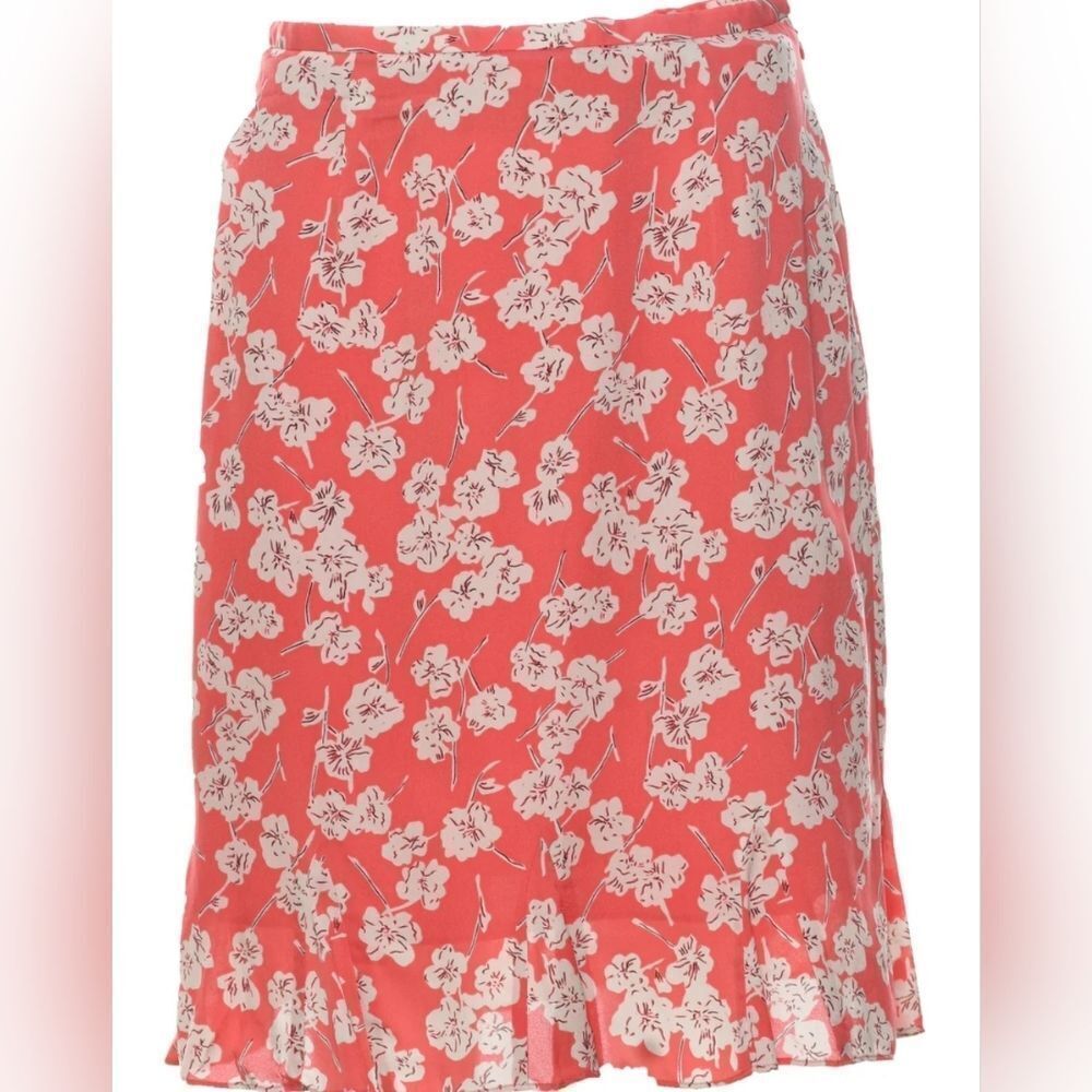Charter Club 6P Pink 100%SILK Lined Floral Print Zipper Knee Length Women Skirt